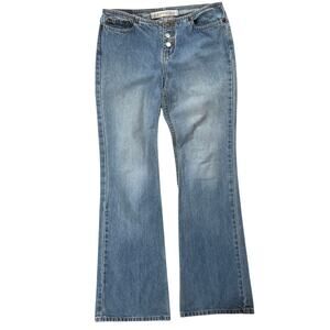 Express Bell Flare Super High Rise Stretch Boho Festival Hippie Jeans SZ 3/4L